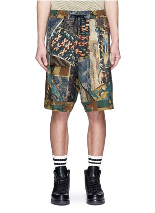 Main View - Click To Enlarge - DRIES VAN NOTEN - Floral and camouflage print patchwork shorts