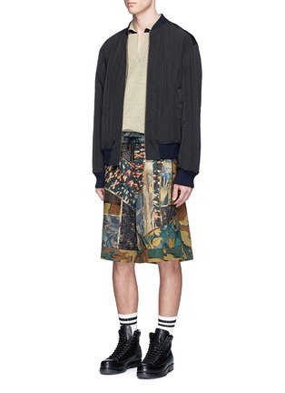 Figure View - Click To Enlarge - DRIES VAN NOTEN - Floral and camouflage print patchwork shorts