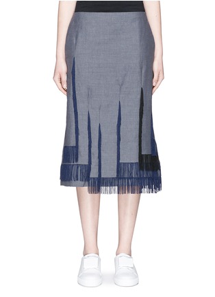 Main View - Click To Enlarge - 72951 - Asymmetric fringe hopsack skirt