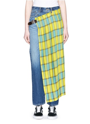 Main View - Click To Enlarge - 72951 - Pleated check overlay jeans