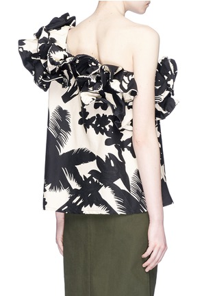 Back View - Click To Enlarge - 73052 - 'Macau' one-shoulder ruffled floral cotton top