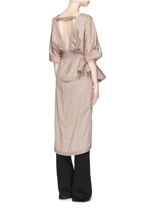 Back View - Click To Enlarge - 73052 - 'Patagonia' bow belt ruffle trench coat
