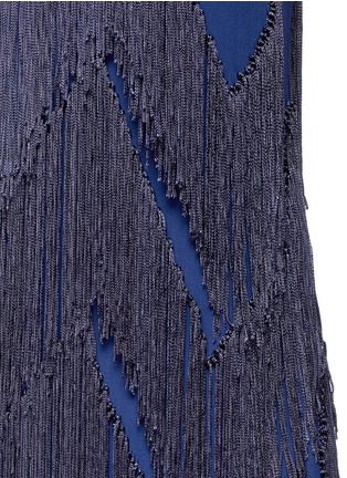 Detail View - Click To Enlarge - GALVAN LONDON - 'Feria' zigzag fringe silk georgette cocktail dress