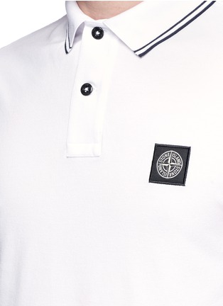 Detail View - Click To Enlarge - STONE ISLAND - Compass logo patch stripe polo shirt