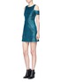 Front View - Click To Enlarge - TOPSHOP - Metallic tinsel cold shoulder dress