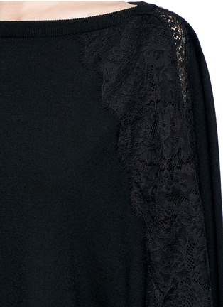 Detail View - Click To Enlarge - VALENTINO GARAVANI - Floral lace trim cape back top