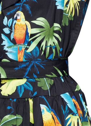 Detail View - Click To Enlarge - MARC JACOBS - Parrot print corset top belted dress