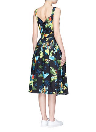 Back View - Click To Enlarge - MARC JACOBS - Parrot print corset top belted dress