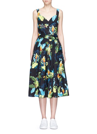 Main View - Click To Enlarge - MARC JACOBS - Parrot print corset top belted dress