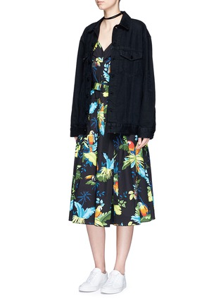 Figure View - Click To Enlarge - MARC JACOBS - Parrot print corset top belted dress