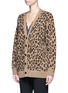Front View - Click To Enlarge - ALEXANDER WANG - Leopard print wool-cashmere cardigan