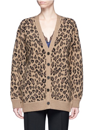 Main View - Click To Enlarge - ALEXANDER WANG - Leopard print wool-cashmere cardigan