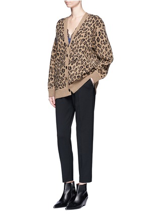 Figure View - Click To Enlarge - ALEXANDER WANG - Leopard print wool-cashmere cardigan