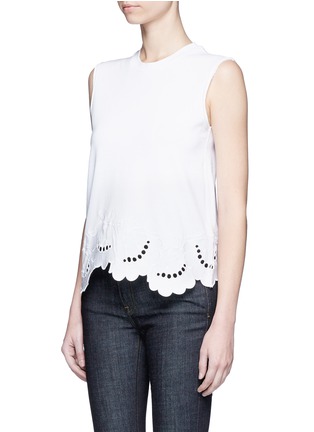 Front View - Click To Enlarge - VICTORIA, VICTORIA BECKHAM - 'Delft' floral embroidered sleeveless T-shirt