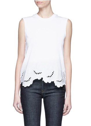 Main View - Click To Enlarge - VICTORIA, VICTORIA BECKHAM - 'Delft' floral embroidered sleeveless T-shirt