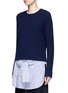 Front View - Click To Enlarge - MO&CO. EDITION 10 - Stripe poplin shirt and wool sweater set