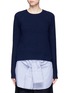 Main View - Click To Enlarge - MO&CO. EDITION 10 - Stripe poplin shirt and wool sweater set