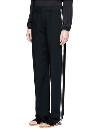 Front View - Click To Enlarge - CHLOÉ - Piped sport stripe cady pants