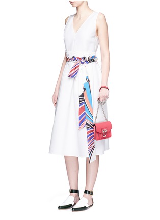 Figure View - Click To Enlarge - EMILIO PUCCI - 'Vortici' paperbag waist stripe scarf belt dress