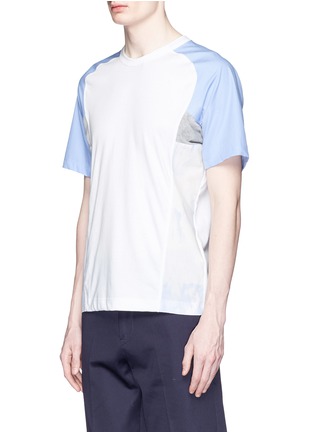 Front View - Click To Enlarge - COMME DES GARÇONS SHIRT - Poplin patchwork jersey T-shirt