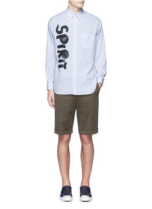 Figure View - Click To Enlarge - COMME DES GARÇONS SHIRT - 'Spirit' cutout print stripe shirt