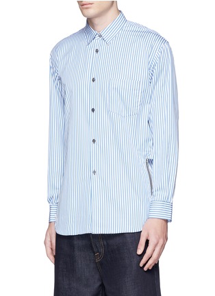 Front View - Click To Enlarge - COMME DES GARÇONS SHIRT - Stripe side zip cutout shirt