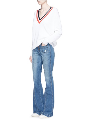 Figure View - Click To Enlarge - CURRENT/ELLIOTT - 'The Judy Flare' high waist distressed denim pants