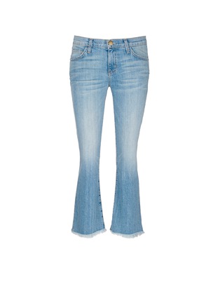 Main View - Click To Enlarge - CURRENT/ELLIOTT - 'The Cropped Flip Flop' frayed hem flared jeans