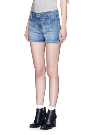 Front View - Click To Enlarge - CURRENT/ELLIOTT - 'The Westward' high waist distressed denim shorts
