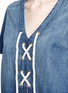 Detail View - Click To Enlarge - CURRENT/ELLIOTT - The All-Laced Up' frayed hem denim dress