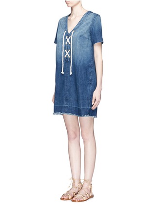 Front View - Click To Enlarge - CURRENT/ELLIOTT - The All-Laced Up' frayed hem denim dress