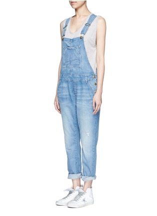 Front View - Click To Enlarge - CURRENT/ELLIOTT - 'The Charley' distressed denim overalls