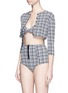 Figure View - Click To Enlarge - LISA MARIE FERNANDEZ - 'Poppy' plaid twin set seersucker bikini