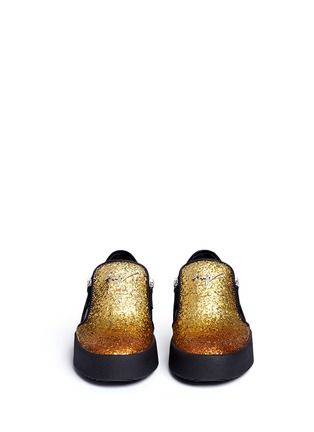 Front View - Click To Enlarge - 73426 - 'May' dégradé glitter zip sneakers