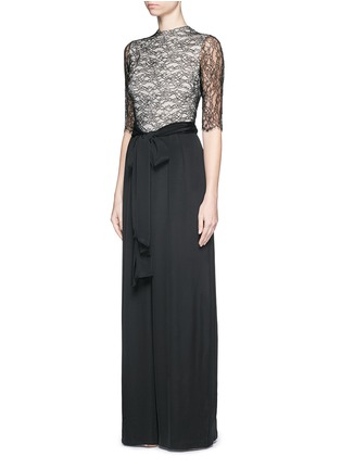 Figure View - Click To Enlarge - ALICE & OLIVIA - 'Rona' floral lace bodice jumpsuit