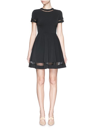 Main View - Click To Enlarge - ALICE & OLIVIA - 'Frances' sheer stripe stretch dress