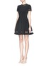 Figure View - Click To Enlarge - ALICE & OLIVIA - 'Frances' sheer stripe stretch dress