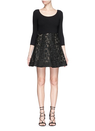 Main View - Click To Enlarge - ALICE & OLIVIA - 'Amie' floral lace skirt stretch dress