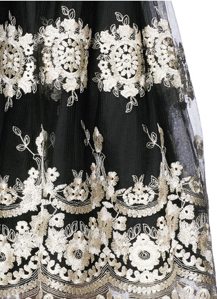 Detail View - Click To Enlarge - ALICE & OLIVIA - 'Justina' metallic embroidery tulle flare skirt