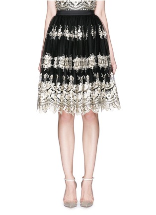 Main View - Click To Enlarge - ALICE & OLIVIA - 'Justina' metallic embroidery tulle flare skirt