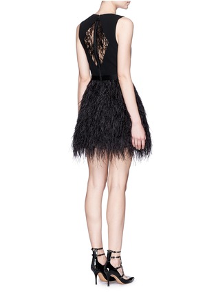 Figure View - Click To Enlarge - ALICE & OLIVIA - 'Kiara' lace back ostrich feather dress