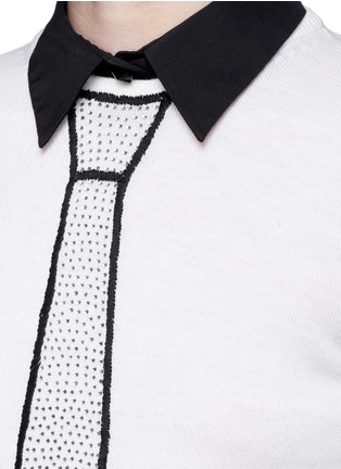 Detail View - Click To Enlarge - ALICE & OLIVIA - 'Sim' embellished tie intarsia sweater