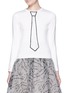 Detail View - Click To Enlarge - ALICE & OLIVIA - 'Sim' embellished tie intarsia sweater