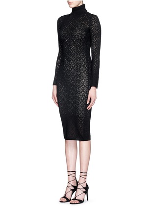 Front View - Click To Enlarge - ALICE & OLIVIA - 'Fergie' lacework wool knit dress
