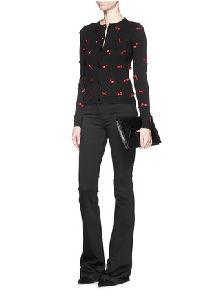 Figure View - Click To Enlarge - ALICE & OLIVIA - 'Sabine' bow appliqué wool knit cardigan