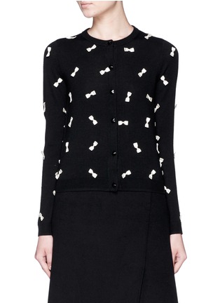 Main View - Click To Enlarge - ALICE & OLIVIA - 'Sabine' bow appliqué wool knit cardigan