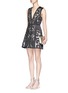 Figure View - Click To Enlarge - ALICE & OLIVIA - 'Pacey' strass floral cutout sateen lantern dress