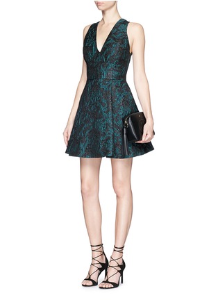 Figure View - Click To Enlarge - ALICE & OLIVIA - 'Malory' floral cloqué box pleat dress
