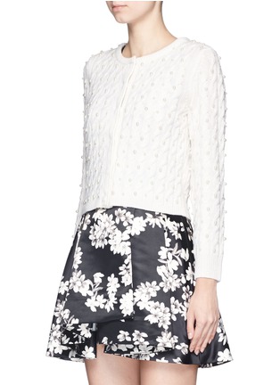 Front View - Click To Enlarge - ALICE & OLIVIA - 'Ozzie' faux pearl appliqué wool knit cardigan