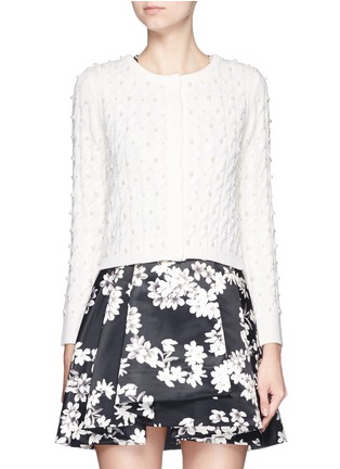 Main View - Click To Enlarge - ALICE & OLIVIA - 'Ozzie' faux pearl appliqué wool knit cardigan